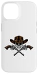 Coque pour iPhone 14 Chapeau de cowboy pistolets crâne pirate croix os