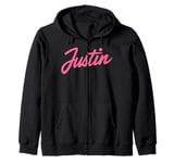 Justin Name Women Cute Girl Elegant Female Love Handwriting Zip Hoodie