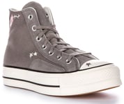 Converse A09165C Chuck Taylor All Star Lift Stared Boot Grey Womens UK 3 - 8