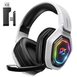 Ozeino Wireless Gaming Headset for PC, Ps5, Ps4-2.4GHz Lossless Audio USB & Type-C Ultra Stable Gaming Headphones with 35-Hr Battery Gamer Headset, Flip Microphone for Switch, Laptop, Mobile, Mac