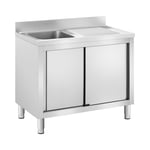 Commercial Kitchen Sink Unit - 1 basin - Royal Catering - Stainless steel - 400 x 400 x 240 mm