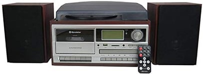 Roadstar HIF-8892DBT Mini Chaîne Hi-FI avec Platine Vinyle Vintage 3 Vitesses 33/45/78, Radio Dab/Dab+/FM, Lecteur CD/CDR/CDRW/CD-MP3, Cassette, Bluetooth, USB/Carte SD, Télécommande, Bois