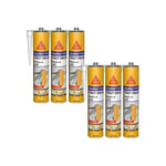 Lot de 6 mastics colles multi-usages SIKA Sikaflex 11 FC Purform - Blanc - 300 ml