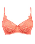 Figleaves Bralette Bra Size UK 32DD Harper Geometric Flexi Wire J-Hook - Coral