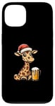 Coque pour iPhone 13 Girafe de Noël avec bière | Fête amusante de Noël