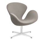 Fritz Hansen - 3320 Svanen Fåtölj, Light Beige 1120 Christianshavn Fabric, Snurrbar stjärnfot - Snurrfåtöljer - Arne Jacobsen - Beige - Metall/Skum/Ull