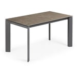 Kave Home - Table de salle à manger extensible Axis rectangulaire 120 (180) x 80 cm en porcelaine Vulcano Ce avec pieds en acier graphite
