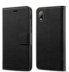 New&Teck Coque pour Samsung Galaxy A10 Housse Etui Portefeuille Cuir Multifonction, Fermeture Magnétique à Clapet Anti-Choc Noir