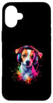 iPhone 16 Plus Artistic Colorful Jack Russell Terrier Headphones Dog Jacky Case