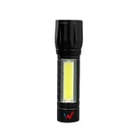 W WONDER FULL ENERGY - Mini torche 100 lumens 2 en 1 avec lampe COB latérale, IP44, 3 modes d'éclairage, Torche batterie rechargeable, Noir