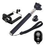 XIAODUAN-Accessory kit YKD-111 4 in 1 Extendable Handheld Selfie Monopod with Bluetooth Remote Shutter + Clip Holder + Tripod Mount Adapter Set for GoPro HERO4 /3+ /3/2 /1 / SJ4000.
