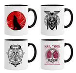 Acen Merchandise Viking Lot de 4 tasses à café et thé pour petit déjeuner/cadeau d'anniversaire pour papa/oncle/maman