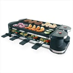 Korona 45072 Raclette Grill för 8 personer - bordsgrill med 8 kastruller och 8 spatlar - utfällbar grill