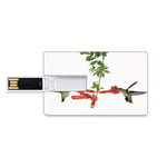 128G Clés USB à mémoire Flash Décor Colibris Stockage de bâton de mémoire de Disque de la clé U de Forme de Carte de crédit bancaire Deux colibris sirotent Un Nectar d'une Fleur de Vigne de Trompette