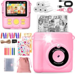 Appareil Photo Enfant Instantané Impression 1080P Photo Creator Enfant Kids Instant Numérique Camera Print Impression Instantanée Avec Carte 32Gb Cadeau Fille Garçons 3-12 Ans Anniversaire