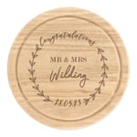 Personalised Congratulations Mr & Mrs Wedding Wooden Chopping Cheese Board Round