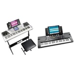 RockJam 61 Key Keyboard Piano Kit with Digital Piano Bench, Electric Piano Stand & 49 Key Keyboard Piano with Power Supply, Sheet Music Stand, Piano Note Stickers