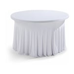 Oviala - Housse élastique blanche pour table ronde 8 personnes diam.150cm