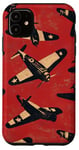 Coque pour iPhone 11 Coque de téléphone rétro à rayures rouges vintage WWII P40 Tiger Warbird