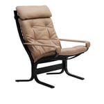 LK Hjelle - Siesta Classic High Black With Armrests Hemsen Anilin 22 Sand