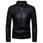 WYYSYNXB Automne Et Hiver Hommes Svelte Col Montant Faux Cuir Veste De Cuir Décontractée Manche Longue Manteau M-4XL Code,Noir,XL