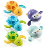 5 Pièces Animal Jouets de Bain Bébé, Jouet Bain pour Bebe Enfant 1 2 3 4 Ans, Animaux Jouets Flottants, Salle de Bain Jouets pour Garcon Fille, Jouet Enfant de Baignoire Piscine, Tortue & Manchot