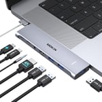 Adaptateur Macbook Air/Pro,Adaptateur Mac Avec Thunderbolt 3 Pd 100W,Dock Usb C 7 En 1 Avec 4K Hdmi,3 Usb 3.0 Et 3,5 Mm Audio,Usb C Hub For Macbook Air M1/M2 Macbook Pro 2022/2021/2020/2019/2018