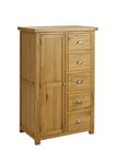 Birlea Woburn 1 Door 5 Drawer Wardrobe, Wood, Oak, 55 x 90 x 139 cm