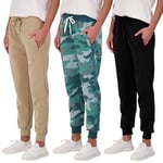 3 Pack: Women’s Fleece Jogger Trousers Sweatpants Tracksuit Running Bottoms French Terry Running Sports Lounge Active Ladies Warm Sweat Jogging Track Pants Casual Athletic Camo Pockets-Set 3, S