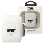 Karl Lagerfeld KLA2RUNCHH Veske for AirPods 1/2 - Hvit silikon Choupette Head 3D