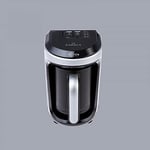 KARACA Hatır Hüps Turkish Coffee Machine and Milk Steamer, Automatic One-Button Turkish Coffee Brewing Pot, Serve 5 Cups of Turkish Coffee at One-Brew, Coffee with Milk, Silver