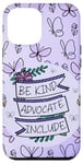 Coque pour iPhone 14 Plus Purple Doodle Butterfly Be Kind Advocate Inclut Gness