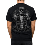 Lethal Threat Friend or Foe Skull Skeleton Tattoo Motorcycle Biker Mens T Shirt