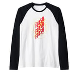 The Flash Movie Multi Text Logo Raglan Baseball Tee