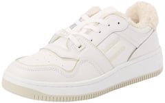 Tommy Jeans Baskets Femme Retro Basket Fourrées, Blanc (Ecru), 41