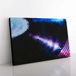 Big Box Art Vinyl Record Spin in Abstract Canvas Wall Art Print Ready to Hang Picture, 76 x 50 cm (30 x 20 Inch), Black, Blue, Purple