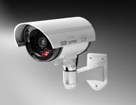 Technaxx Allemagne outdoor Caméra de sécurité dôme factice CCD Cam Intérieur Réaliste Fausse Surveillance CCTV 1080p Rouge Clignotant LED Objectif Factice et Câble TX-18