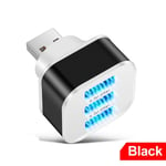 Adaptateur HUB rotatif compact avec indicateur LED,chargeur USB 2.0,répartiteur de port,rallonge USB,3 ports,ordinateur portable,ordinateur portable - Type black