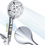 22-Stage Filtered Shower Head, Handheld Shower Head Filter for Hard Water, 10 Modes High Pressure Shower Head with 60-Inch Hose, Removes Chlorine and Harmful Substances