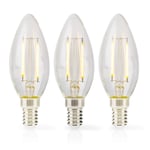 LED-lampa Lampa E14 | Ljus | 4.5 W | 470 lm | 2700 K | Dimbar | Varm Vit | Retrostil | 3 st. | Tydlig