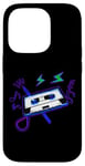 Coque pour iPhone 14 Pro Cassette Tape Pencil années 80 rétro vintage musique rétro