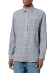 Tommy Hilfiger T-Shirt Manches Longues Homme Brushed Gingham Overcheck Shirt avec Poche sur la Poitrine, Bleu (Carbon Navy / Multi), M