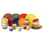 Rainbow Stripe 24-Piece Dinner Set - 6 Plates, 6 Bowls, Multi-Colored Design