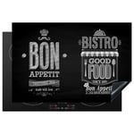 KitchenYeah© Protection Plaque Induction 78x52 cm Protege Gadget Deco Cuisine Cache Protège De Cuisson Accessoire Bon appétit - Noir et blanc - 78x52 cm