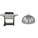 Campingaz Gaz Othello 2 EX, 2 Brûleurs en Acier, Plancha sur Chariot, Puissance 6kW avec la Technologie Blue Flame, Gris & Premium Cloche pour Gril et Plancha 32 cm, Cloche en Inox