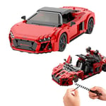 JAMARA 402835 - Audi R8 Spyder Bricks - Bricks - Bricks - Bricks - Kit de Construction de Voiture de Course - 1440 pièces - À partir de 8 Ans - Siège réglable - Capot Avant Manuel - Rouge