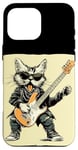 Coque pour iPhone 16 Pro Max Guitare à bascule Chat pour guitare électrique Amoureux des animaux