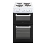 Willow 62L White 50cm Electric Twin Cavity Cooker, 4 Zone Hob, Grill - WE50TSW