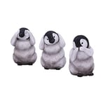 Nemesis Now U4921R0 See No, Hear No, Speak No Evil Emperor Penguin Chick Figurines, Grey, One Size