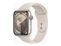 Apple Watch Series 9 (Gps + Cellular) - 45 Mm - Stjärnljusaluminium - Smart Klocka Med Sportband - Fluoroelastomer - Starlight - Bandstorlek: S/M - 64 Gb - Wi-Fi, Bluetooth, Uwb, Lte - 4G - 39 G